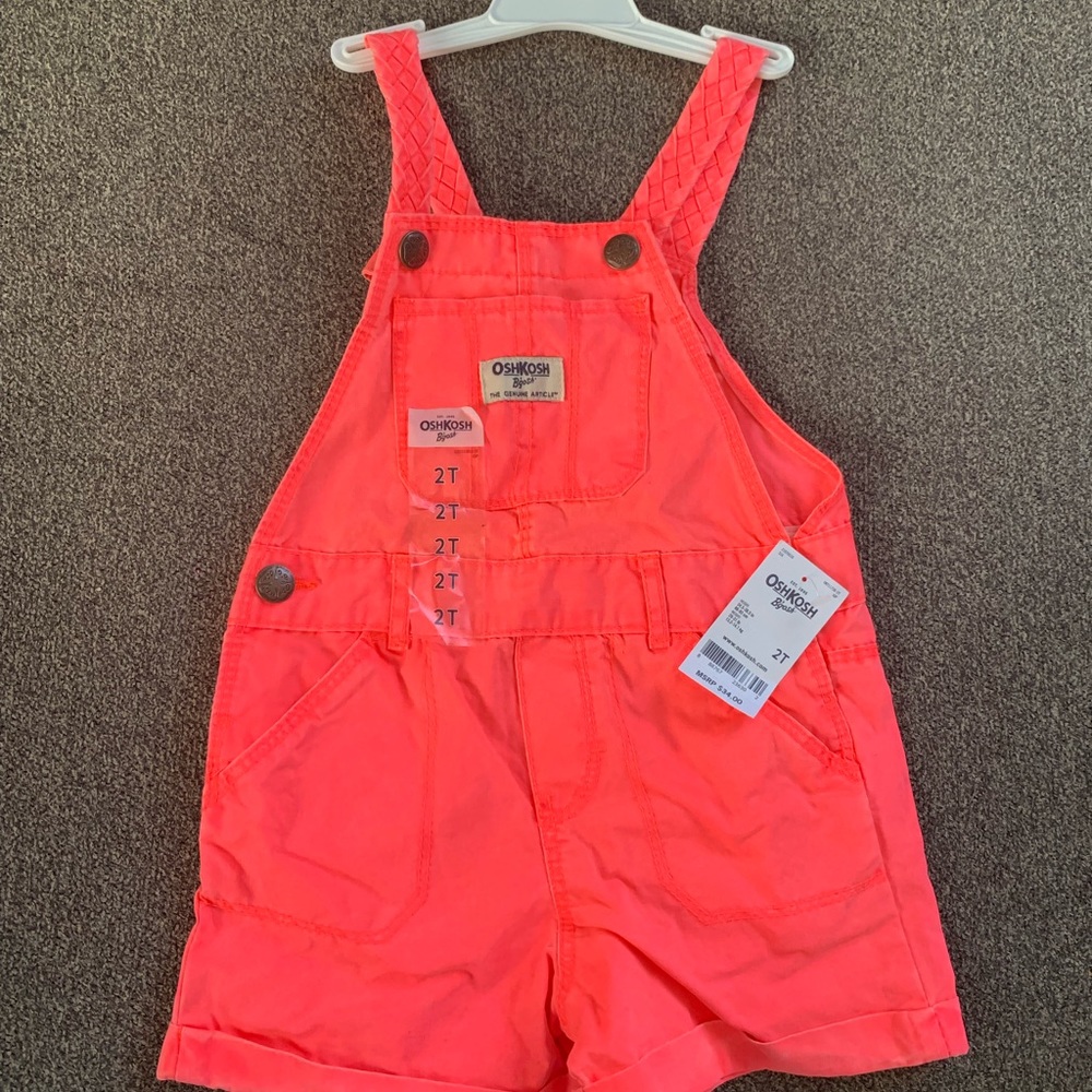 NEW-OSh KOSH Hot Pink Shorts Overalls